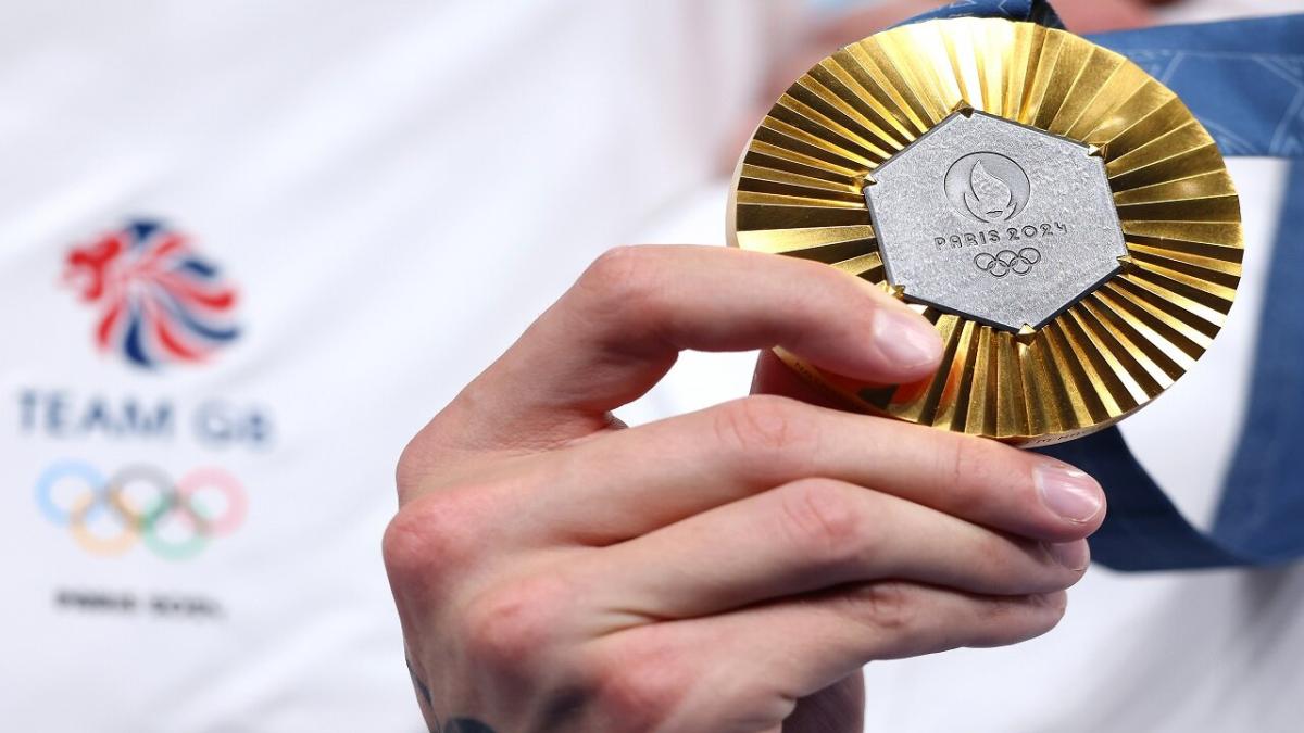 Olympic gold medal close-up